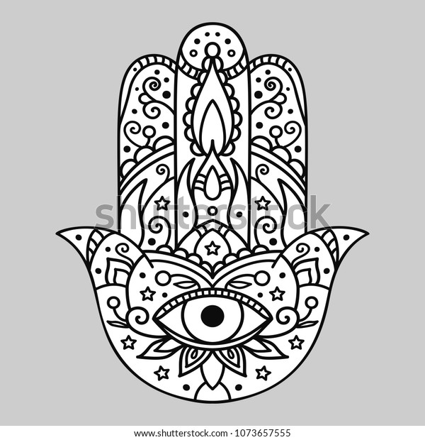 Vector Illustration Hamsa On Gray Background Stock Vector (Royalty Free ...