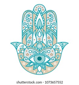 Color Hamsa Hand Drawn Symbol Decorative Stock Vector (Royalty Free ...