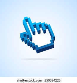 Vector illustration. Hand arrow pixel cursor isolated