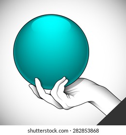 Vector illustration of hand with ball as symbol of power, help, teamwork, etc... can be part of other creative designs. Editable vector with several layers. Eps 10