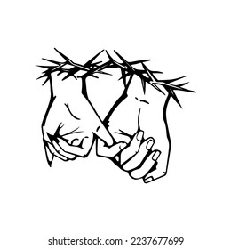 vector illustration of a hand with barbed wire