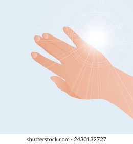 Vector illustration of a hand blocking the sun