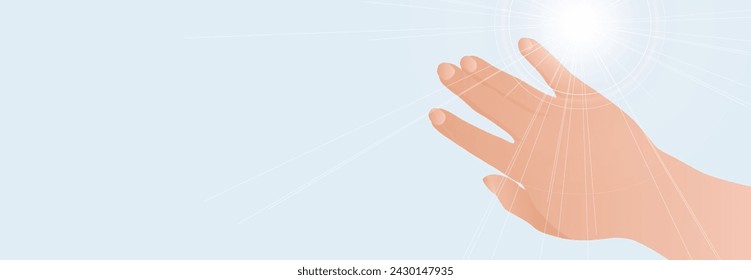 Vector illustration of a hand blocking the sun
