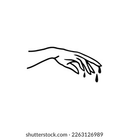 vector illustration of hand with blood