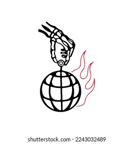 Vektorgrafik von Handknochen mit Bombe