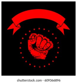 Vector illustration hand with brass knuckle on grunge background. For tattoo or t-shirt design.