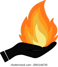 Vector Illustration of hand brings fire for your business.