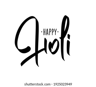 Vector illustration: Hand brush lettering composition of Happy Holi on white background 