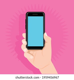 Vector Illustration hand with cellphone