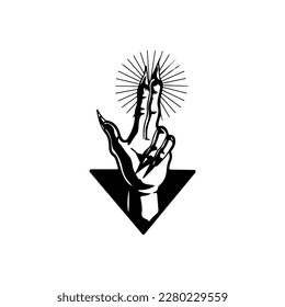 vector illustration of hand with concept triangles