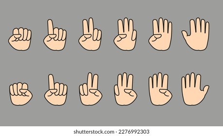 vector illustration of hand count finger one to ten with left hand and right hand