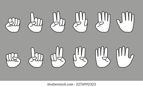 vector illustration of hand count finger one to ten with left hand and right hand