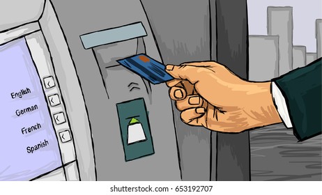 Vector illustration of a hand with credit card