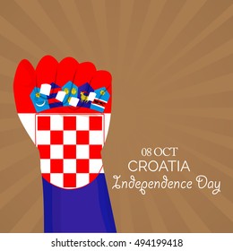 Vector illustration of a Hand for Croatia Independence Day.