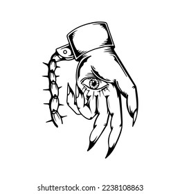 vector illustration of a hand with cuffed eyes