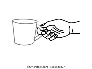 Vector illustration of hand with cup