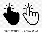Vector illustration of hand cursor icon set isolated on transparent background