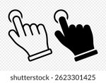 Vector illustration of hand cursor icon set isolated on transparent background