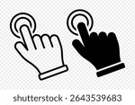 Vector illustration of hand cursor icon set isolated on transparent background