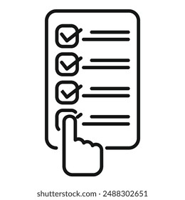 Vector illustration of a hand cursor selecting checkboxes on a linear checklist