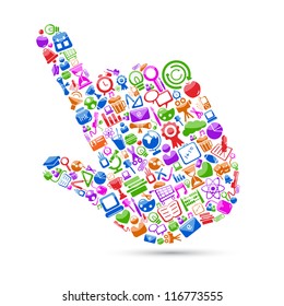 vector illustration of hand cursor with technology icon