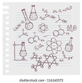 Vector illustration of Hand draw chemistry on background