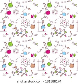 Vector Illustration Of Hand Draw Chemistry Pattern