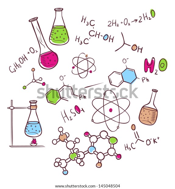 Vector Illustration Hand Draw Chemistry Background Stock Vector Royalty Free