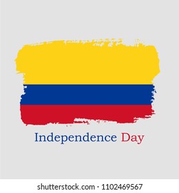 Vector Illustration. Hand draw Colombia flag. National Colombia banner for design. Independence Day of Colombia