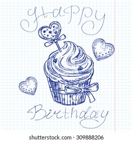 The vector illustration "hand draw delicious cake" for design