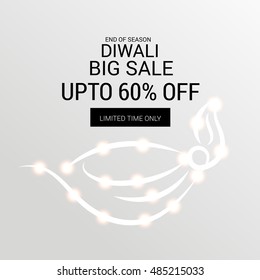 Vector illustration of a hand draw Diya for traditional festival celebration of happy diwali.