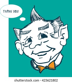 Vector illustration: hand draw doodle scribble face of a wise kind old man. Wizard, support team icon.
