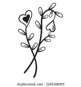 Vector Illustration Hand Draw Heart Flowers
