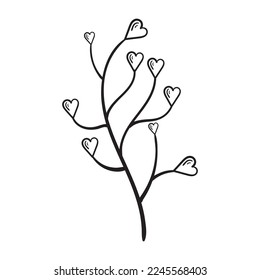 Mano de Ilustración del Vector Dibuja Flores Cardíacas