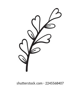 Vector Illustration Hand Draw Heart Flowers
