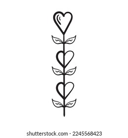 Vector Illustration Hand Draw Heart Flowers