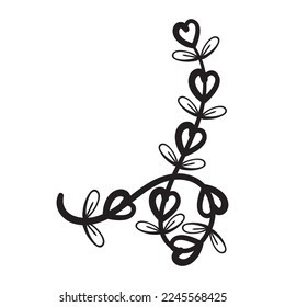 Vector Illustration Hand Draw Heart Flowers