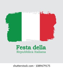 Vector Illustration. Hand draw Italy flag. National Italy banner for design. Festa della Repubblica Italiana