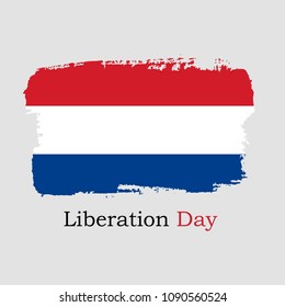 Vector Illustration. Hand draw Netherlands flag. National Netherlands banner for design. Liberation Day