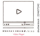 Vector illustration hand draw sketch doodle video player for web