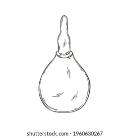 Vector illustration in hand draw style. Medical instrument. Enema pear