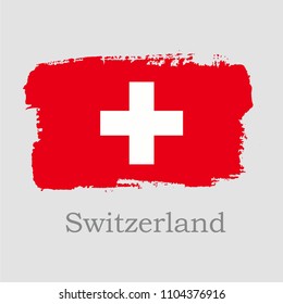 Vector Illustration. Hand draw Switzerland flag. National Switzerland banner for design on grey background