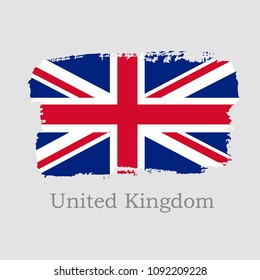 Vector Illustration. Hand draw UK flag. National United Kingdom banner for design on grey background