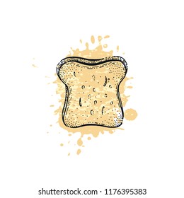 Vector illustration of hand draw wheat cereal bread. Sketched bakery concept. Black line art drawing, isolated on white background. Gluten food ingredient graphics. Engraving retro vintage icon