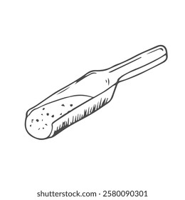 Vector illustration of hand draw wooden spoon with wheat flour.