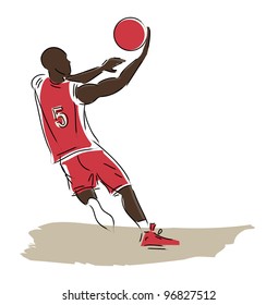 Vector illustration of hand drawin basketball player