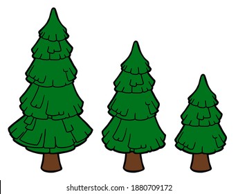Vector illustration. Hand drawing art. Christmas tree. Big spruce. A set of Christmas trees. 