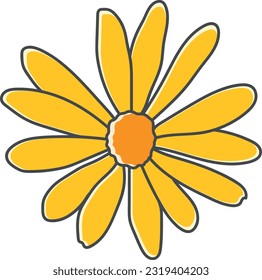 Vector illustration of a hand drawing of a beautiful yellow flower.