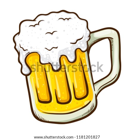 Vector illustration of a hand drawing beer mug with froth