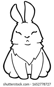 Vector illustration. Hand drawing cartoon rabbits. Isolated on a white. Minimalistic design. Black lines. Cute character. The original print.